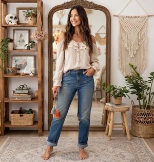 Gaudi Jeans Italy Blue Denim Straight Slim Distressed Mid Wash Women Size 29